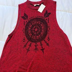 Ladies, red sleeveless top